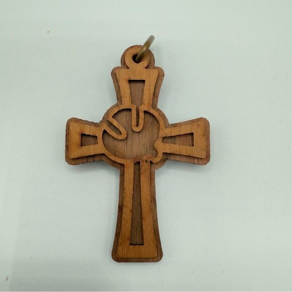 Carved Wooden Cross Pendant - Picture 2 of 14